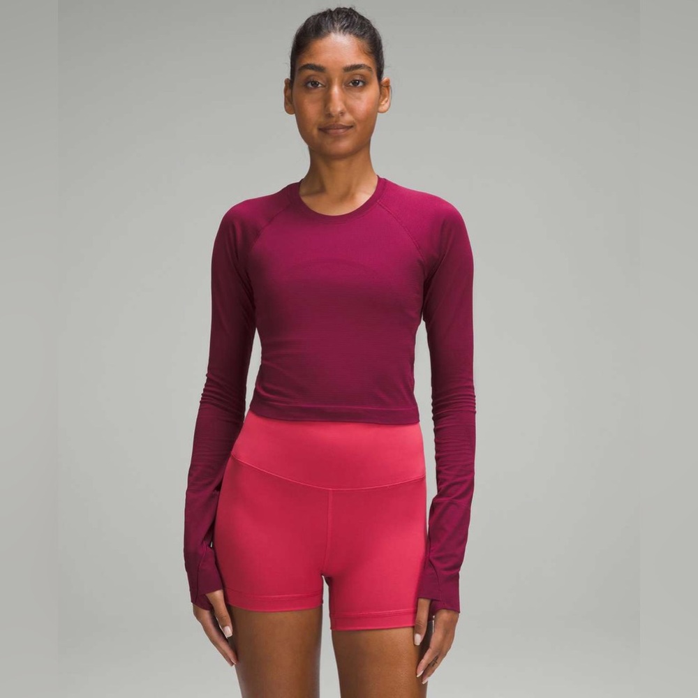 Swiftly Tech Cropped Long-Sleeve Shirt 2.0 in Deep Luxe